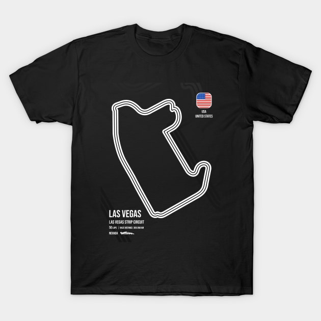 Las Vegas Race Track (B&W) T-Shirt by RaceCarsDriving